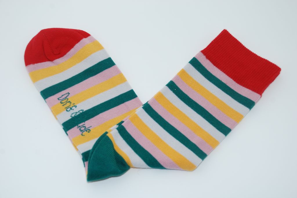 Doris & Dude Bamboo Socks Pink Stripes, Damen