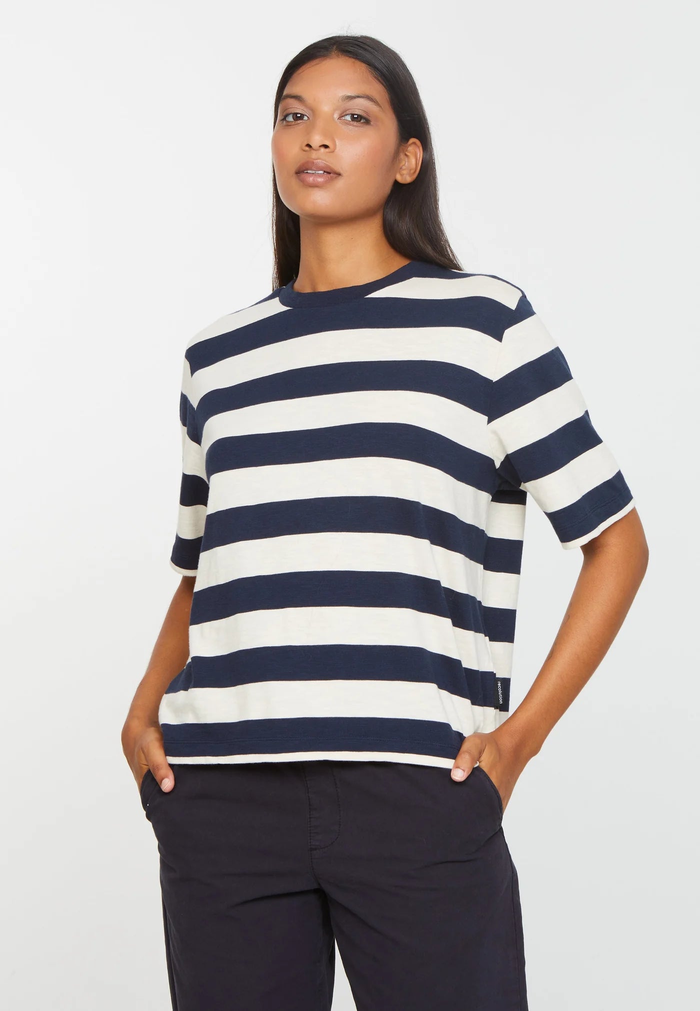 RECOLUTION Woman T-Shirt AZOLLA STRIPES