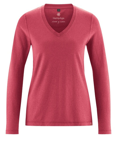 HempAge Damen Jersey Longsleeve V-neck