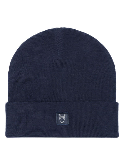 Knowledge Cotton Merino double layer badge beanie
