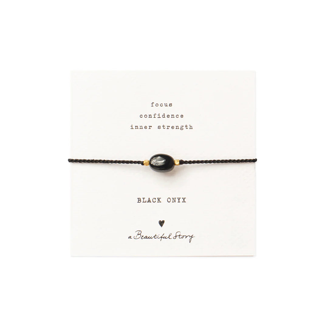 Gemstone Card Black Onyx Gold Bracelet