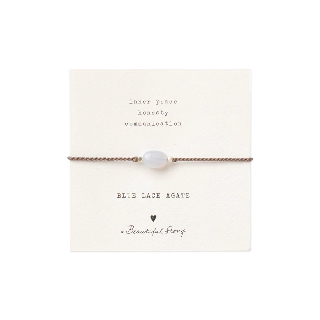 Gemstone Card Blue Lace Agate Silver Bracelet