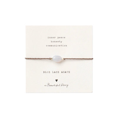 Gemstone Card Blue Lace Agate Silver Bracelet