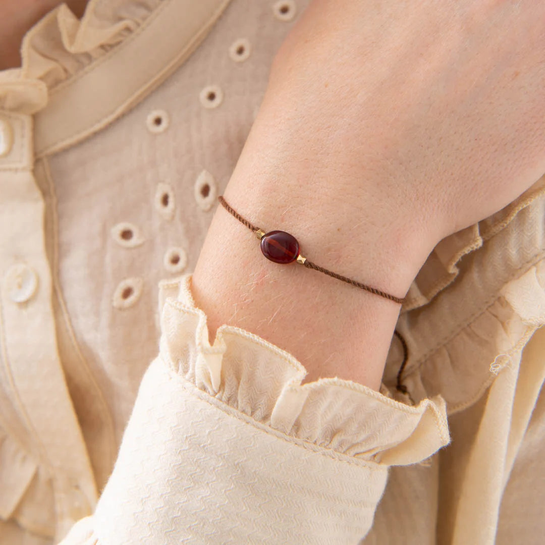 Gemstone Card Garnet Gold Bracelet