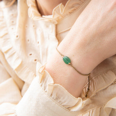 Gemstone Card Aventurine Gold Bracelet