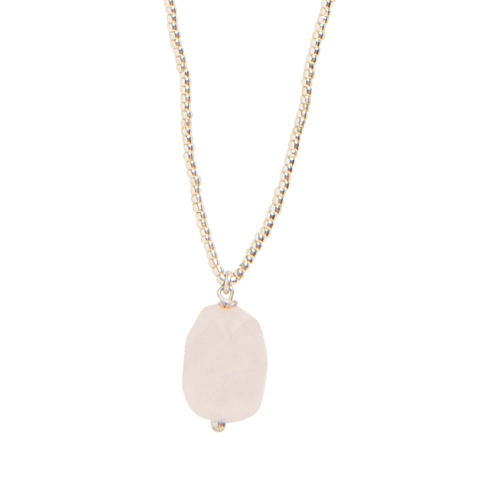 A Beautiful Story Calm Rose Quartz Necklace Silver