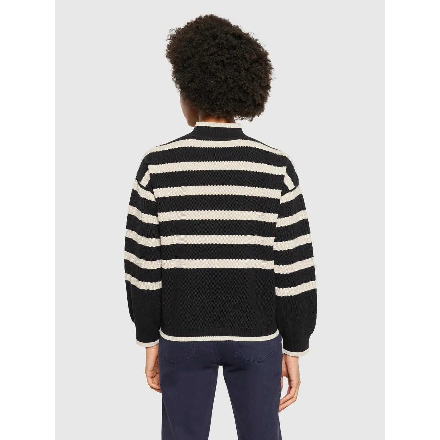 Cotton micro bubble stripe crew neck