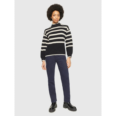 Cotton micro bubble stripe crew neck