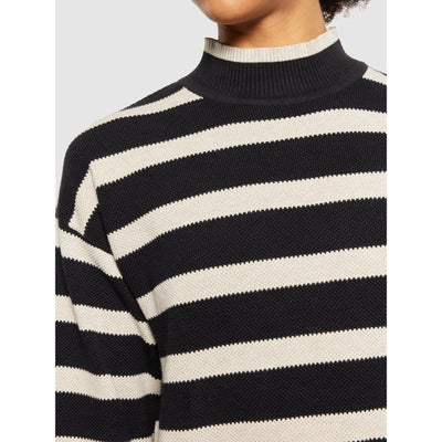 Cotton micro bubble stripe crew neck