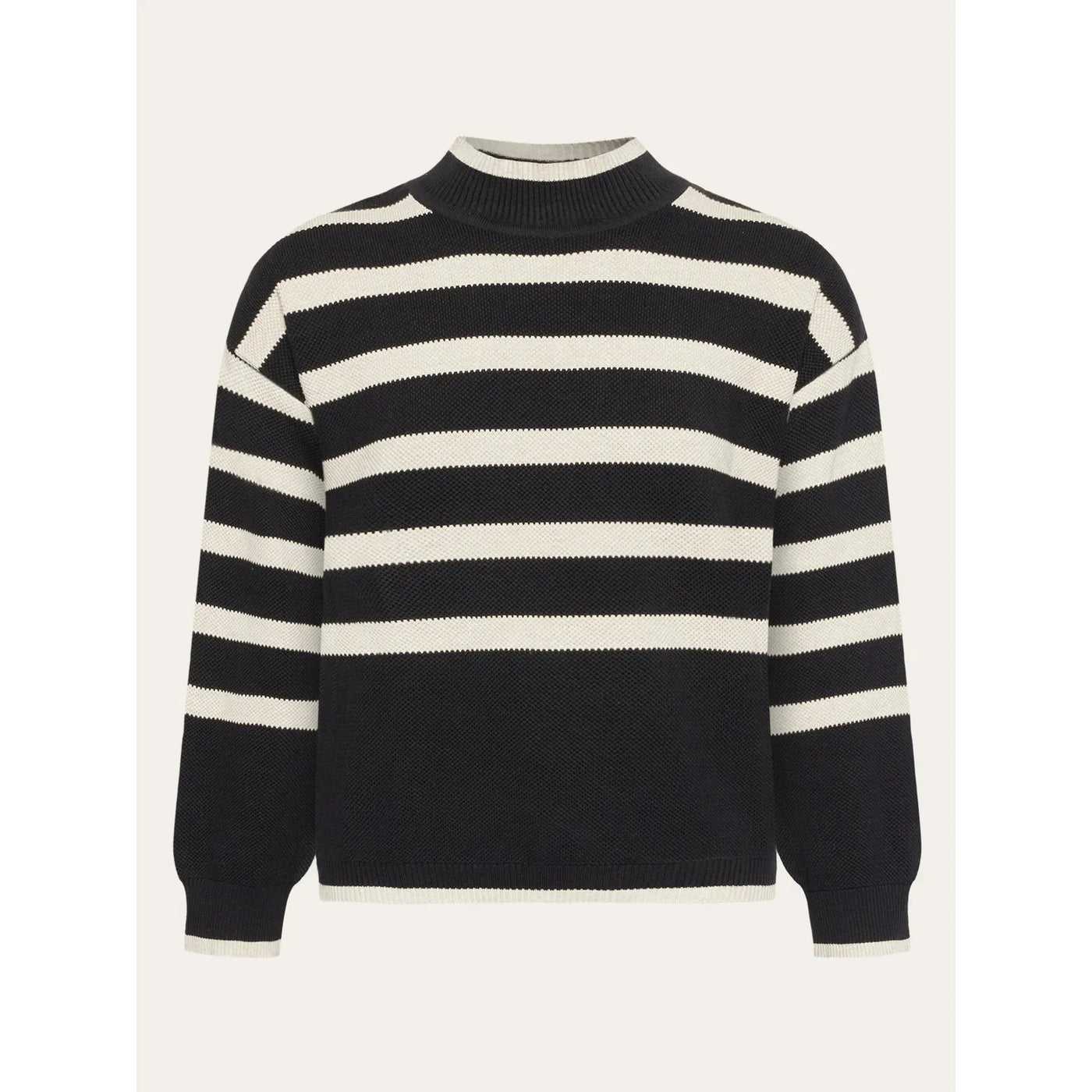 Cotton micro bubble stripe crew neck