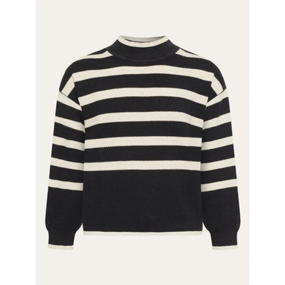 Cotton micro bubble stripe crew neck