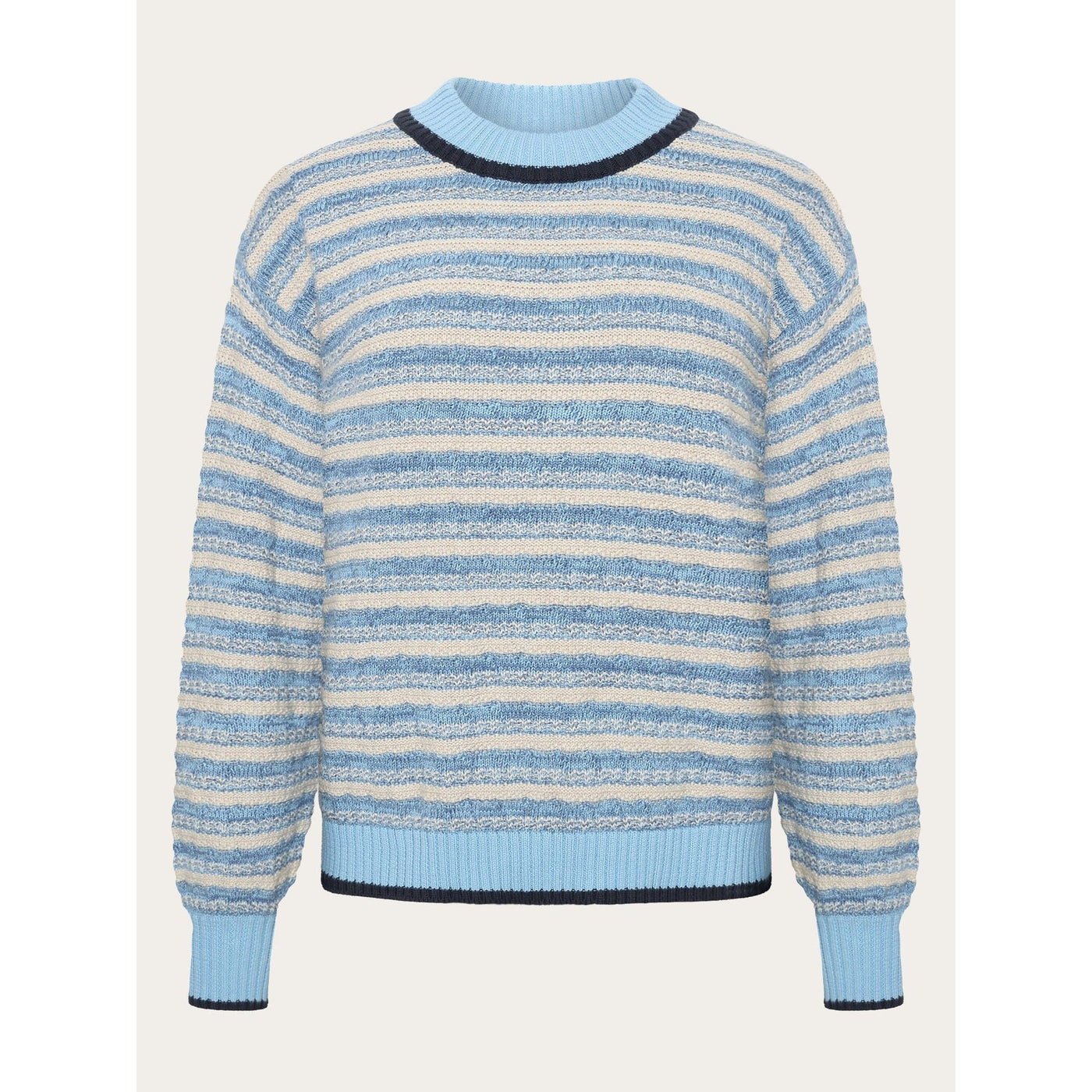 Cotton stripe structure crew neck