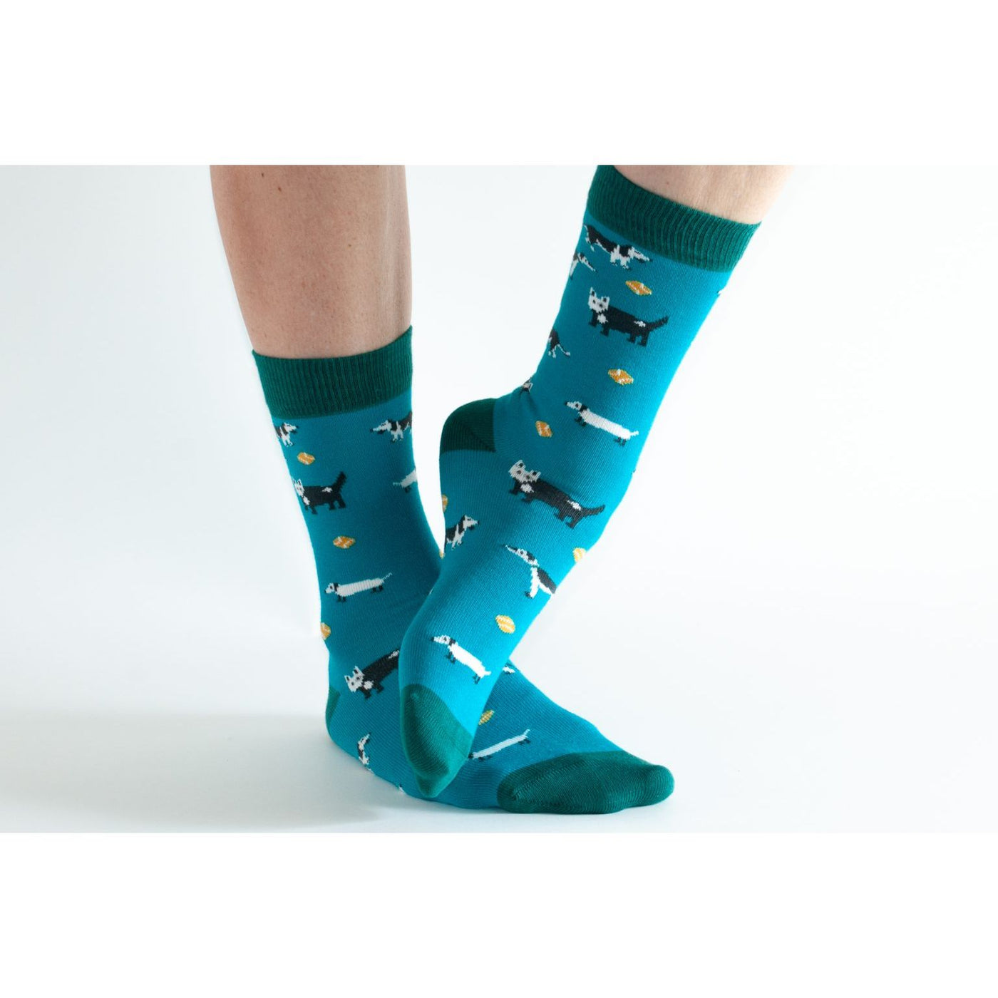 Bamboo Socks Teal Dog