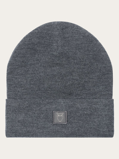 Knowledge Cotton Merino double layer badge beanie