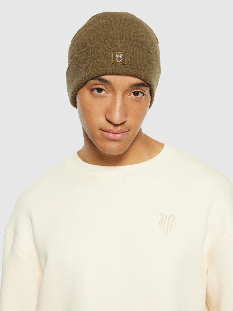 Knowledge Cotton Organic rib wool beanie - GOTS