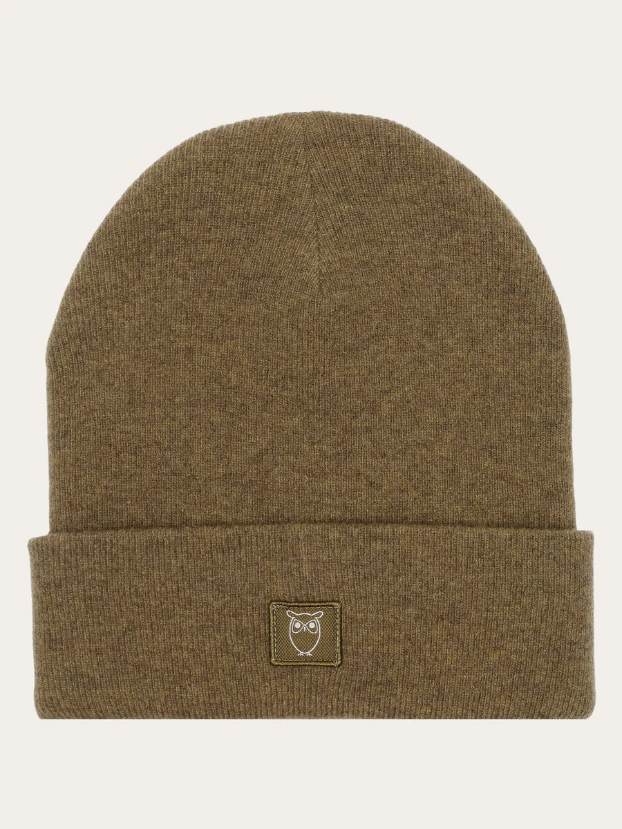 Knowledge Cotton Organic rib wool beanie - GOTS