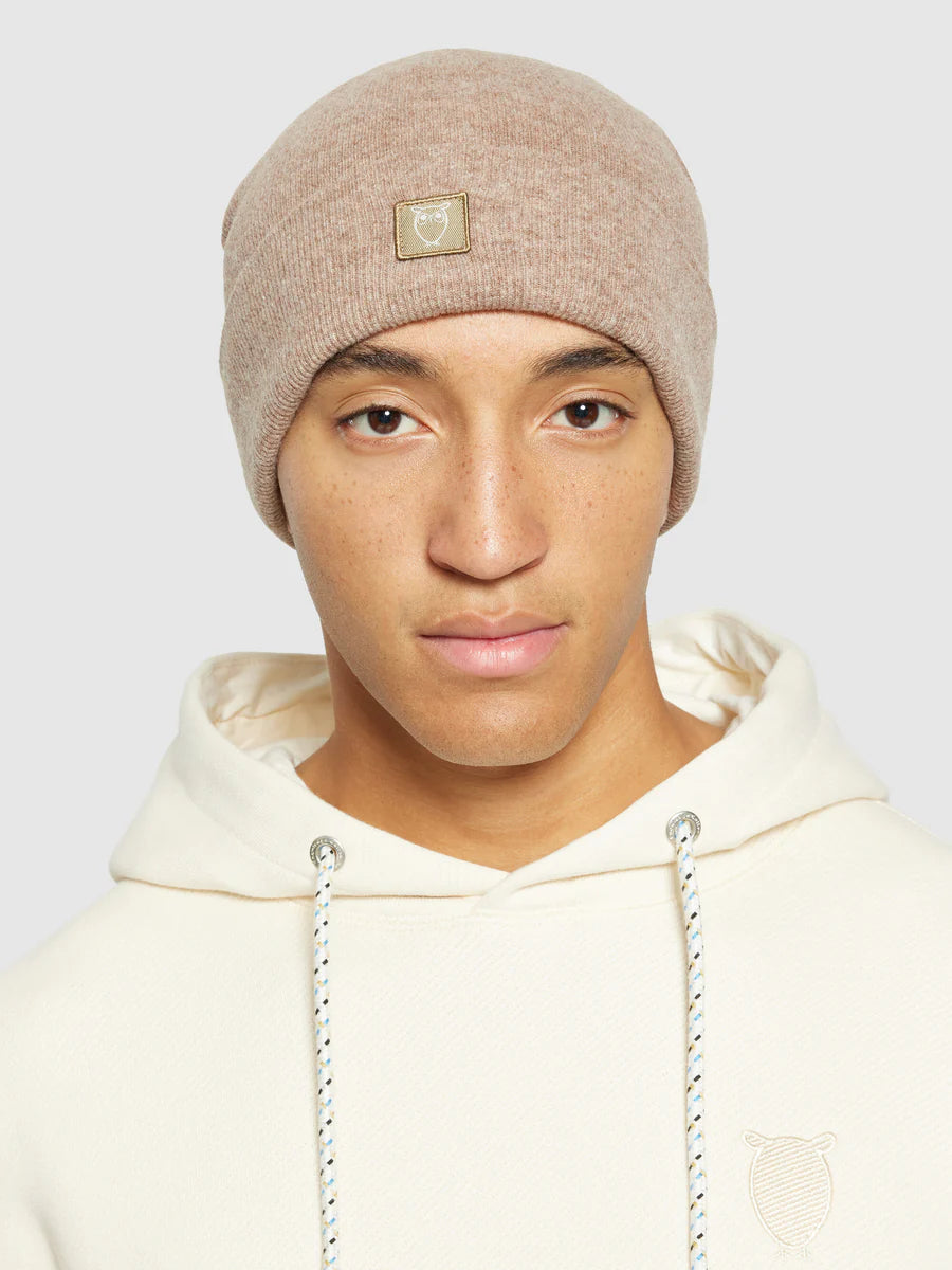 Knowledge Cotton Organic rib wool beanie - GOTS