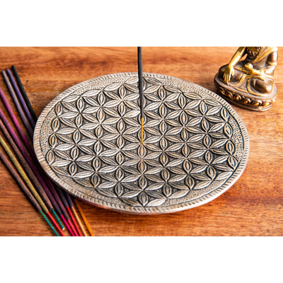 Berk Stäbchenhalter Blume des Lebens Weißmetallhalter