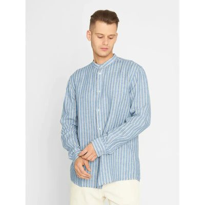 LONG SLEEVE STRIPED LINEN CUSTOM FIT SHIRT
