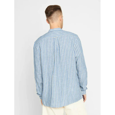 LONG SLEEVE STRIPED LINEN CUSTOM FIT SHIRT