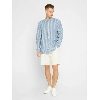 LONG SLEEVE STRIPED LINEN CUSTOM FIT SHIRT