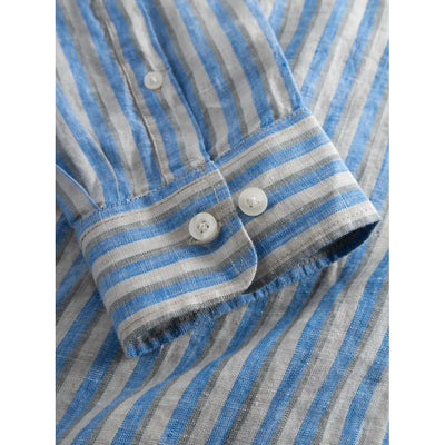 LONG SLEEVE STRIPED LINEN CUSTOM FIT SHIRT