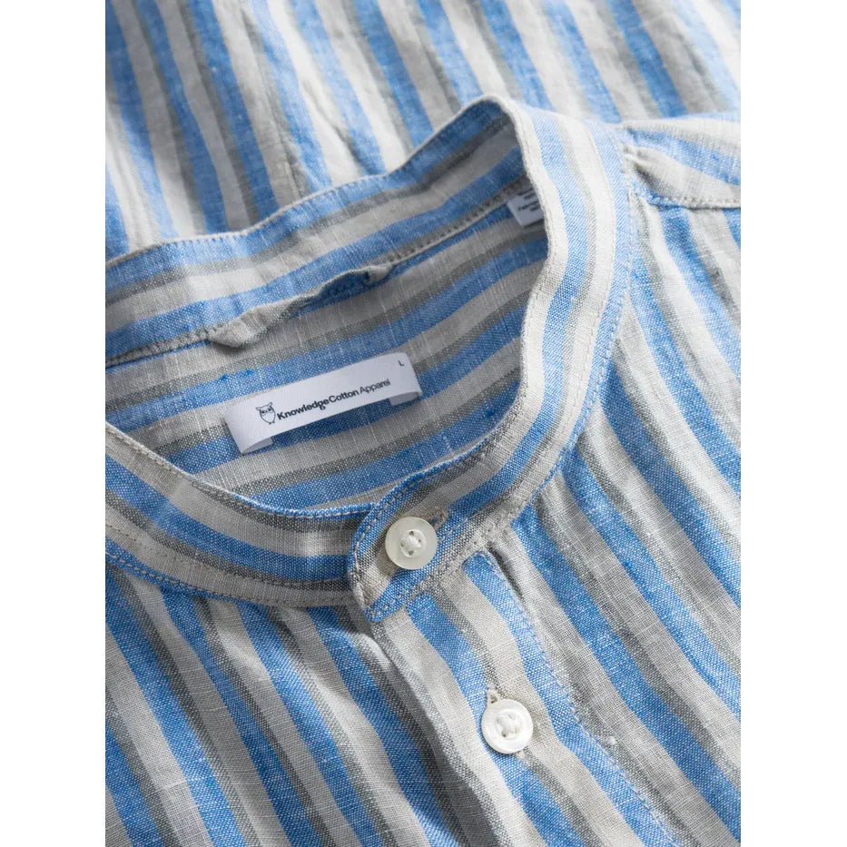 LONG SLEEVE STRIPED LINEN CUSTOM FIT SHIRT