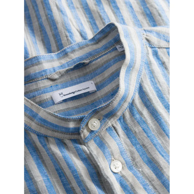 LONG SLEEVE STRIPED LINEN CUSTOM FIT SHIRT