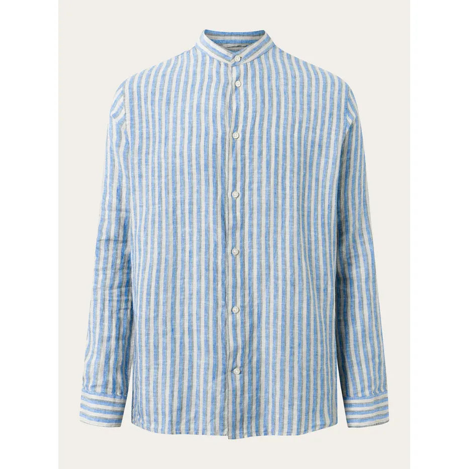 LONG SLEEVE STRIPED LINEN CUSTOM FIT SHIRT