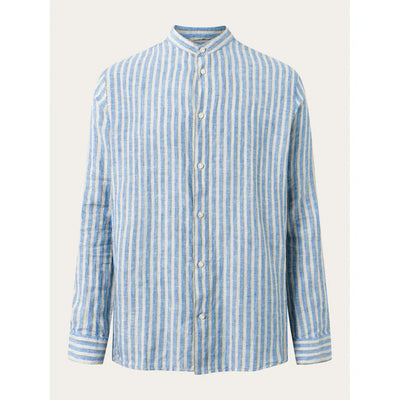 LONG SLEEVE STRIPED LINEN CUSTOM FIT SHIRT