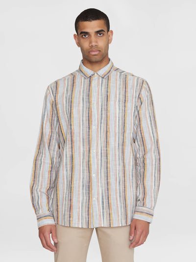 Loose multicolored striped linen shirt