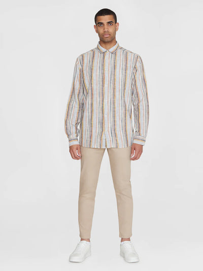 Loose multicolored striped linen shirt