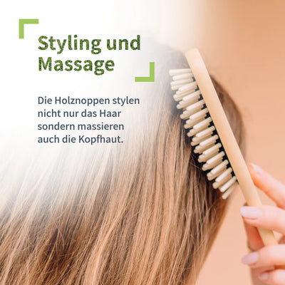 Niyok Haarbürste länglich mit Holznoppen