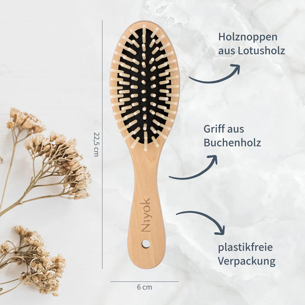 Niyok Haarbürste groß mit Holznoppen