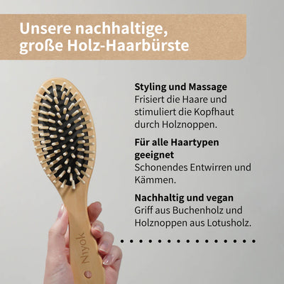 Niyok Haarbürste groß mit Holznoppen