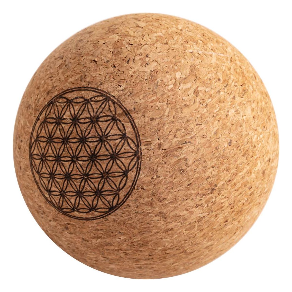 Berk Faszienball aus Kork, groß mit Blume des Lebens, ø 10 cm