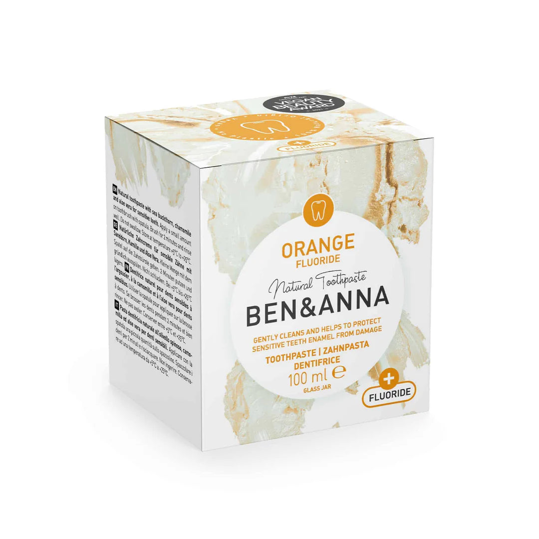 Ben & Anna Zahnpasta Orange mit Fluorid im Glas / 100ml