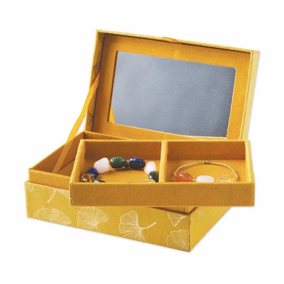 A Beautiful Story Large Jewelry Box with Mirror Ginkgo