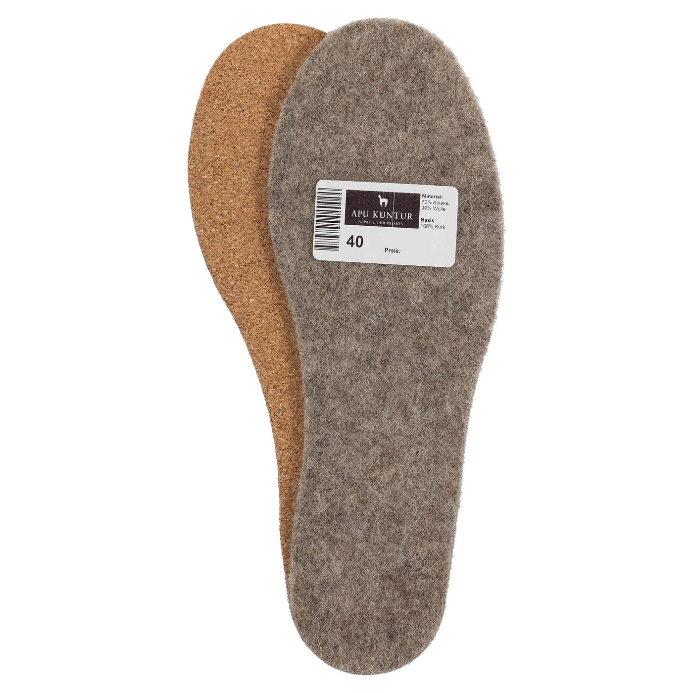 Alpaka Thermosohlen mit Kork