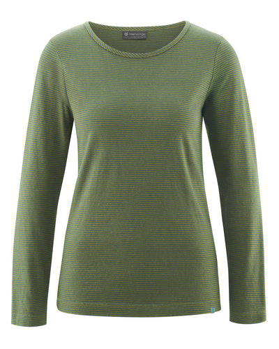 HempAge Damen-Shirt langarm, gestreift