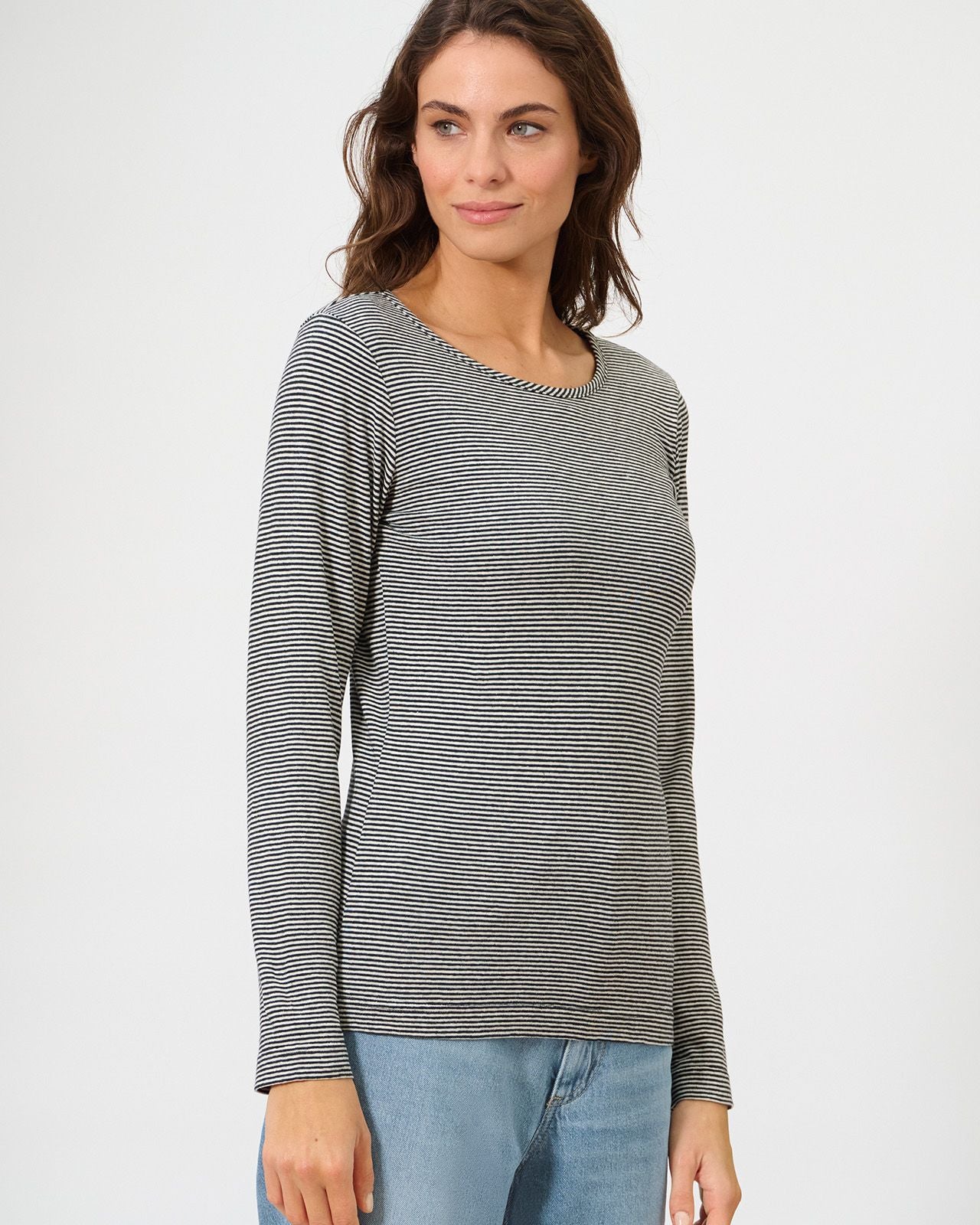 HempAge Damen-Shirt langarm, gestreift