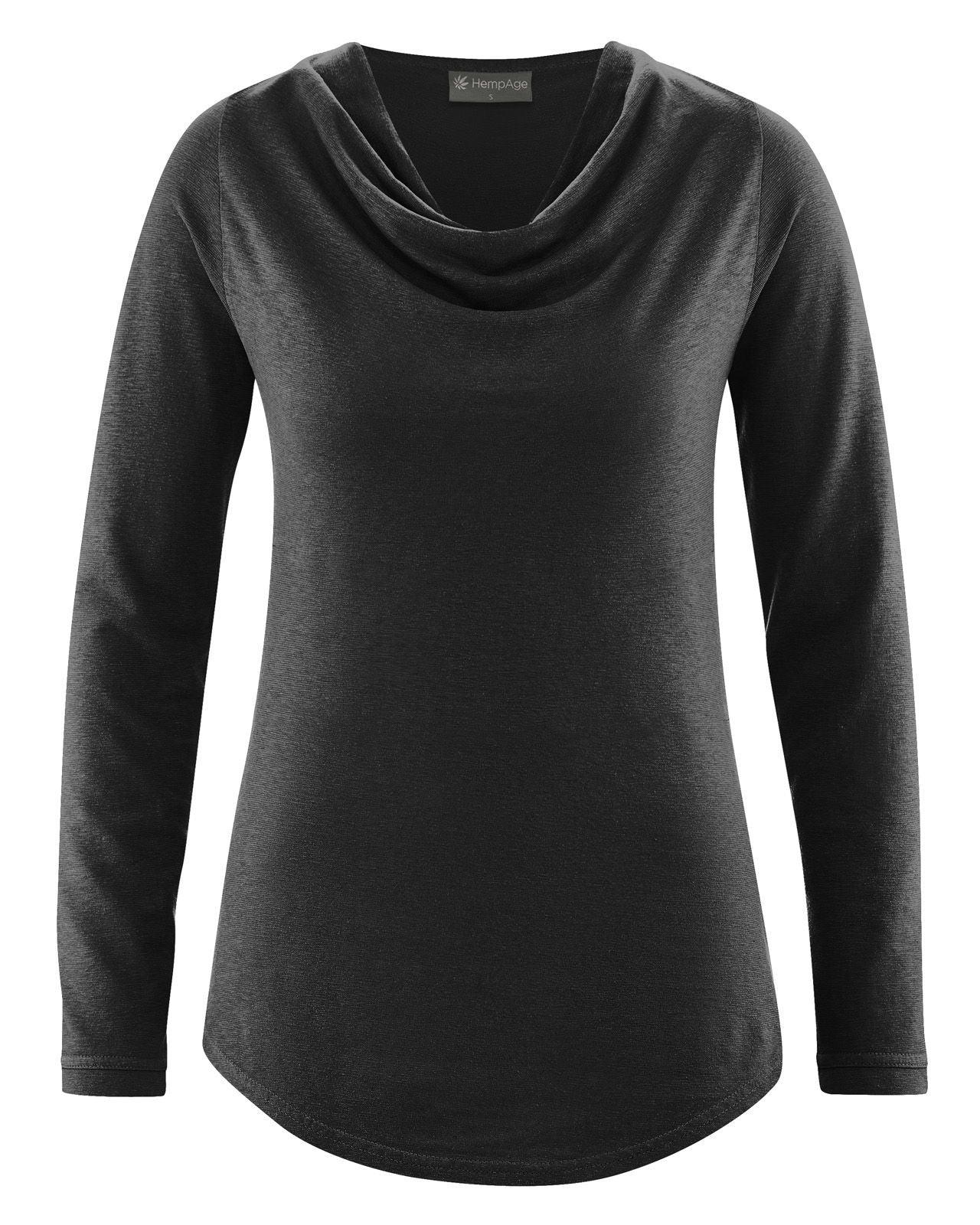 HempAge Damen Langarmshirt mit Wasserfallkragen