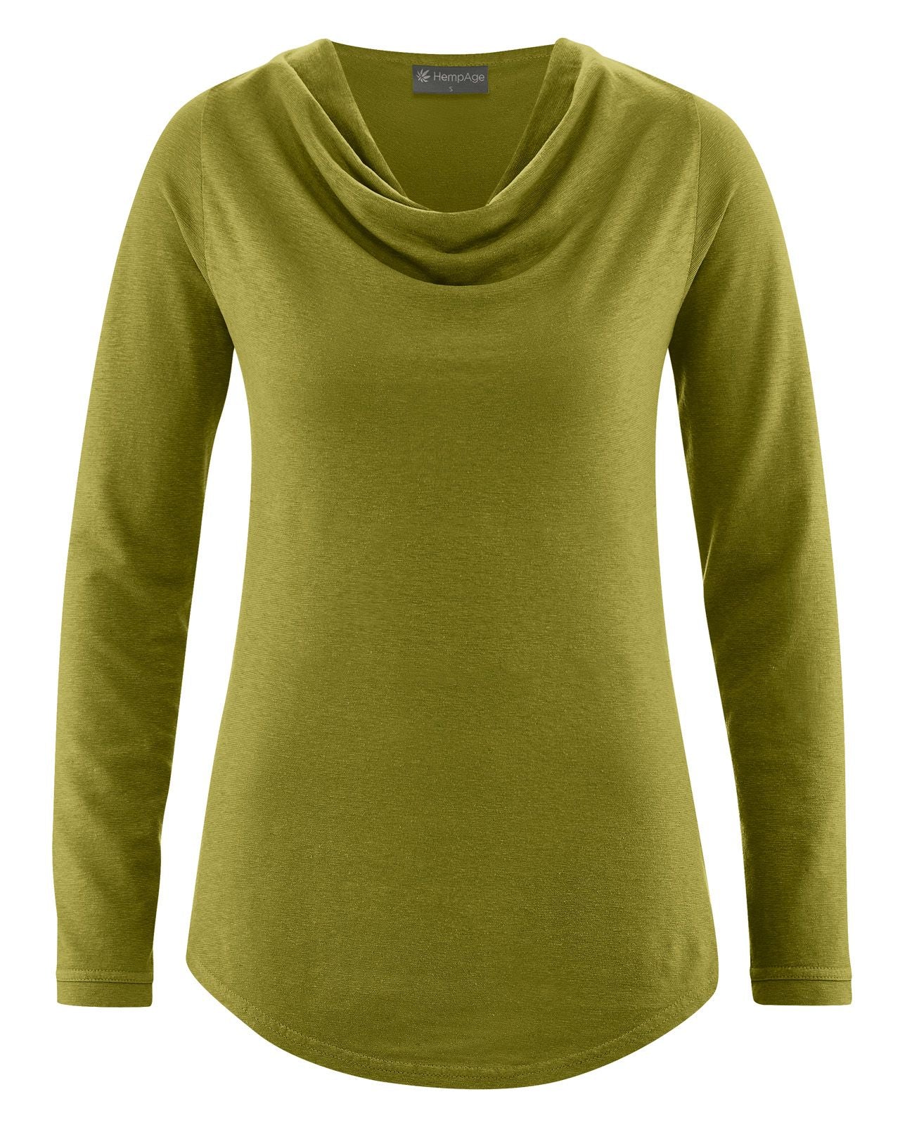HempAge Damen Langarmshirt mit Wasserfallkragen