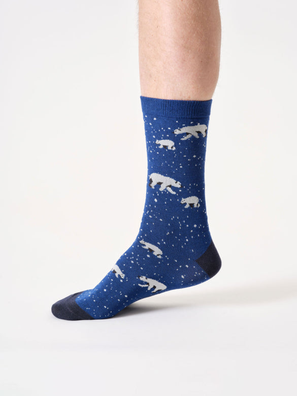 Thought Socks Mens Wintery Polar Bear
