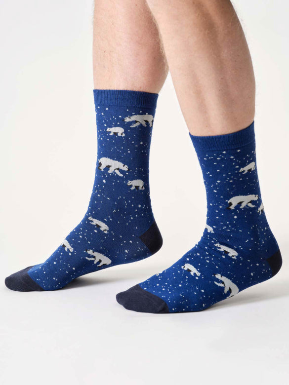Thought Socks Mens Wintery Polar Bear