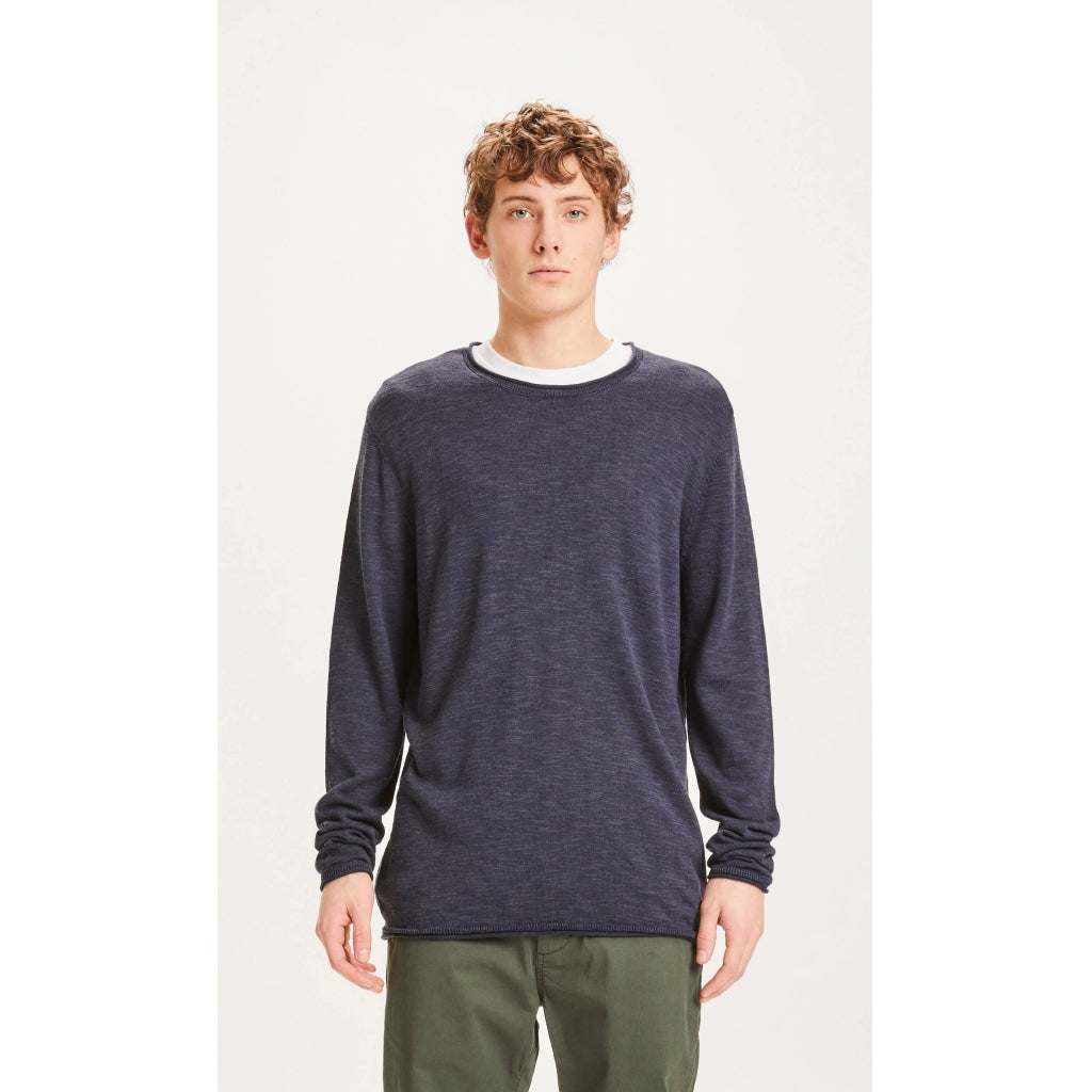 KnowledgeCotton Apparel  FORREST oneck tencel knit #farbe_total-eclipse