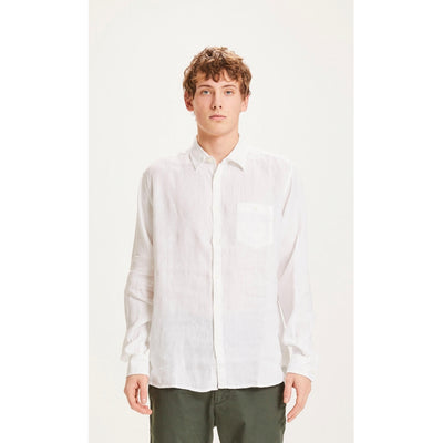 KnowledgeCotton Apparel  LARCH LS linen shirt #farbe_bright-white