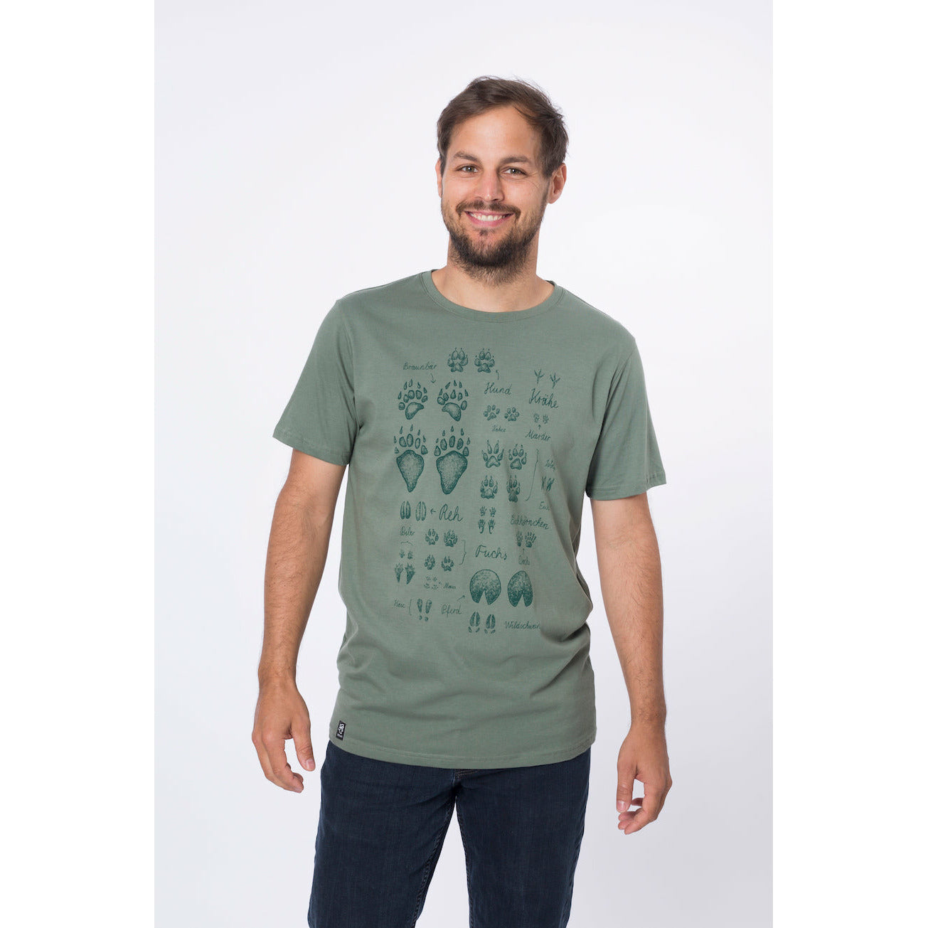 T-Shirt Basic Spuren Graugrün