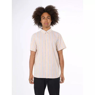 RELAXED FIT STRIPED SHORT SLEEVED COTTON SHIRT