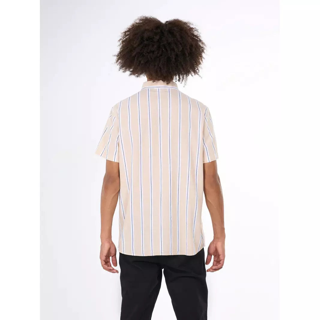 RELAXED FIT STRIPED SHORT SLEEVED COTTON SHIRT